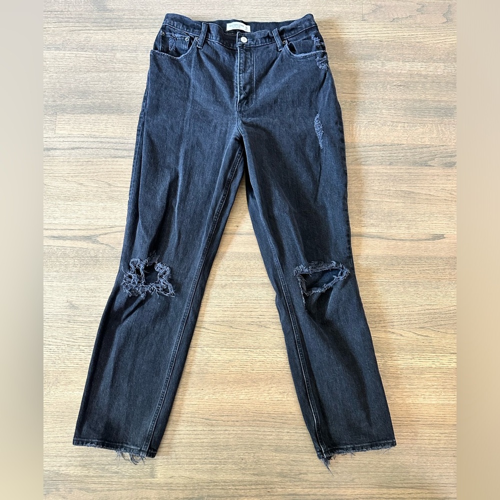 Abercrombie & Fitch The 90's Straight Ultra High Rise Curve Love-Size 12-Black